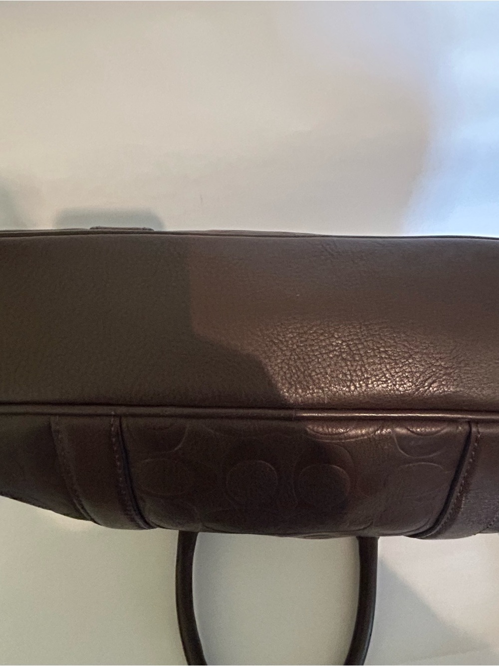 Coach Slim Brief Men's Embossed Leather Laptop Bag - Dark Brown F71798 - Picture 11 of 16